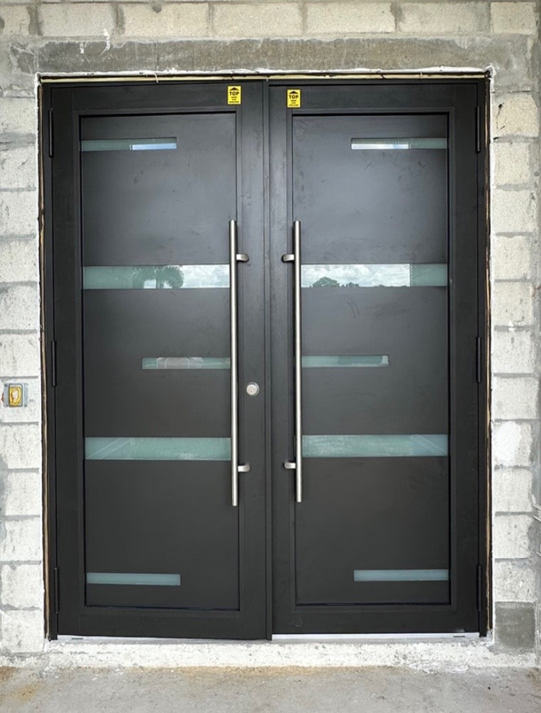 Mr. Doorman project — modern black double doors